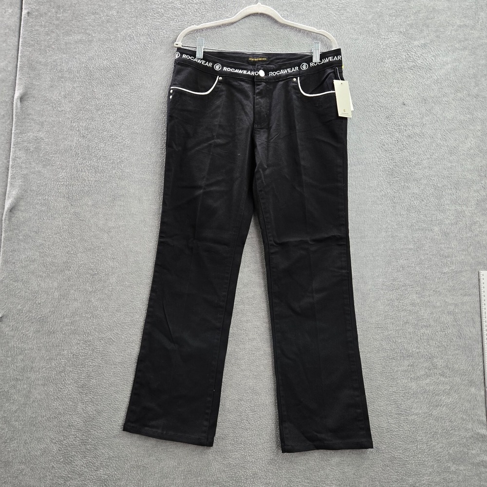 VINTAGE Rocawear Juniors Jeans 13 Black Denim Y2K Bootcut Logo 29 in Inseam NWT‎